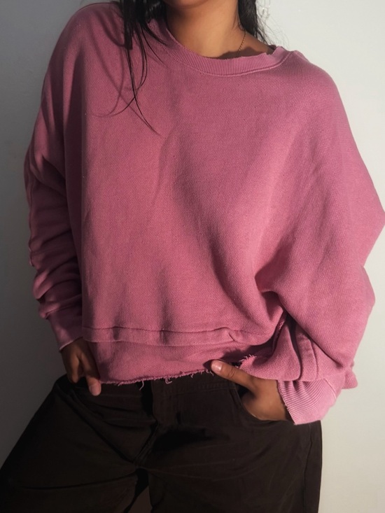 Free People Sweaters - Free People Dusty Rose Cropped Crewneck Sweatshirt